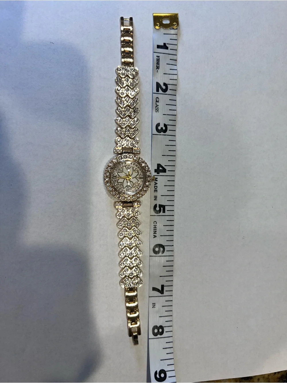 Women's Gold Tone CZ stone Flower Bracelet Watch